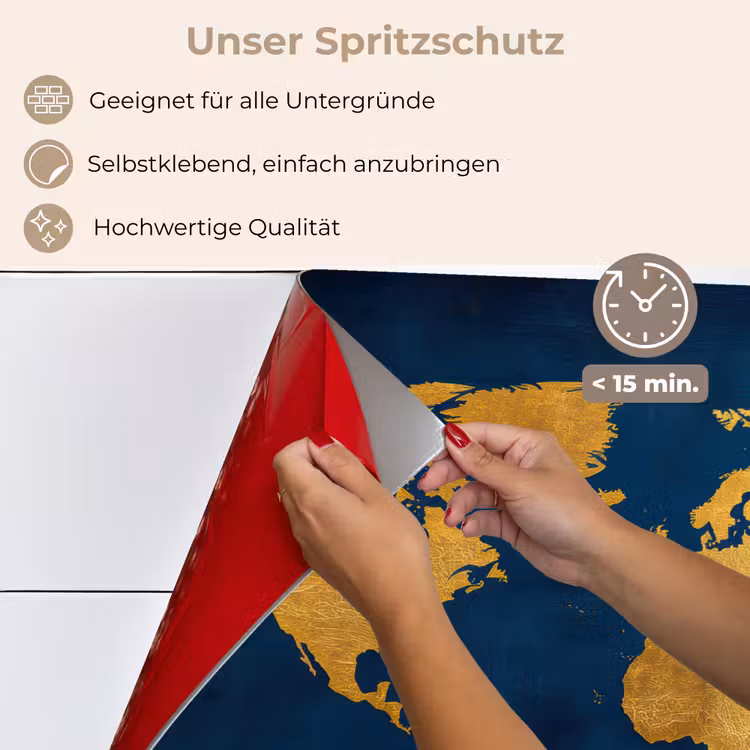 Wereldkaart - Goud - Donkerblauw keuken achterwand spatscherm klein -spatscherm_DE
