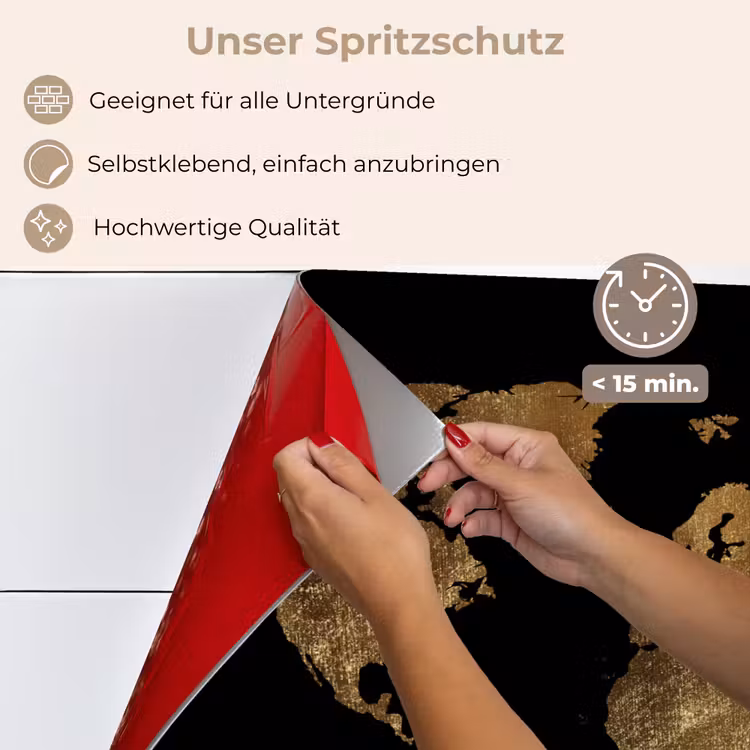 Wereldkaart - Goud - Luxe - Aarde - Zwart keuken achterwand spatscherm klein -spatscherm_DE