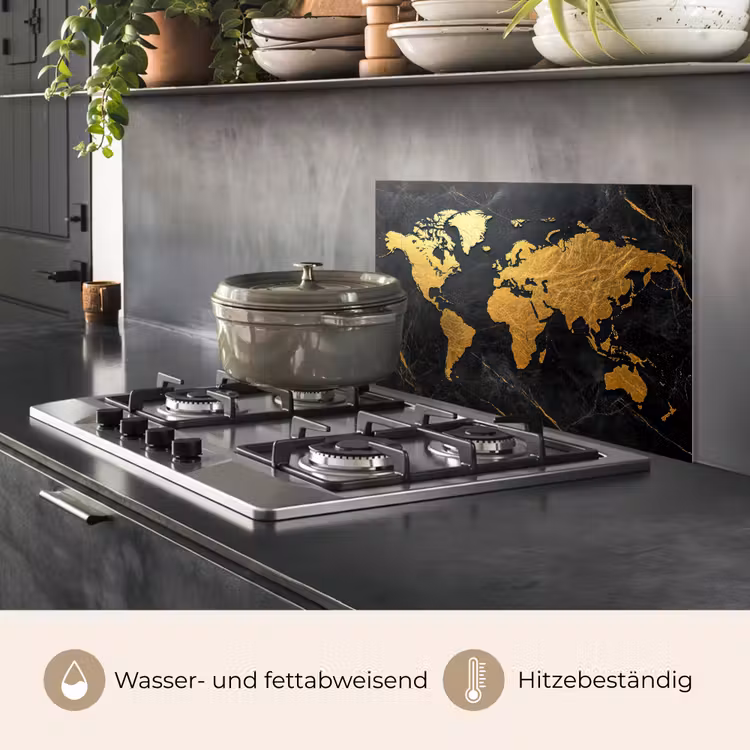 Wereldkaart - Goud - Marmer keuken achterwand spatscherm klein -usp_DE