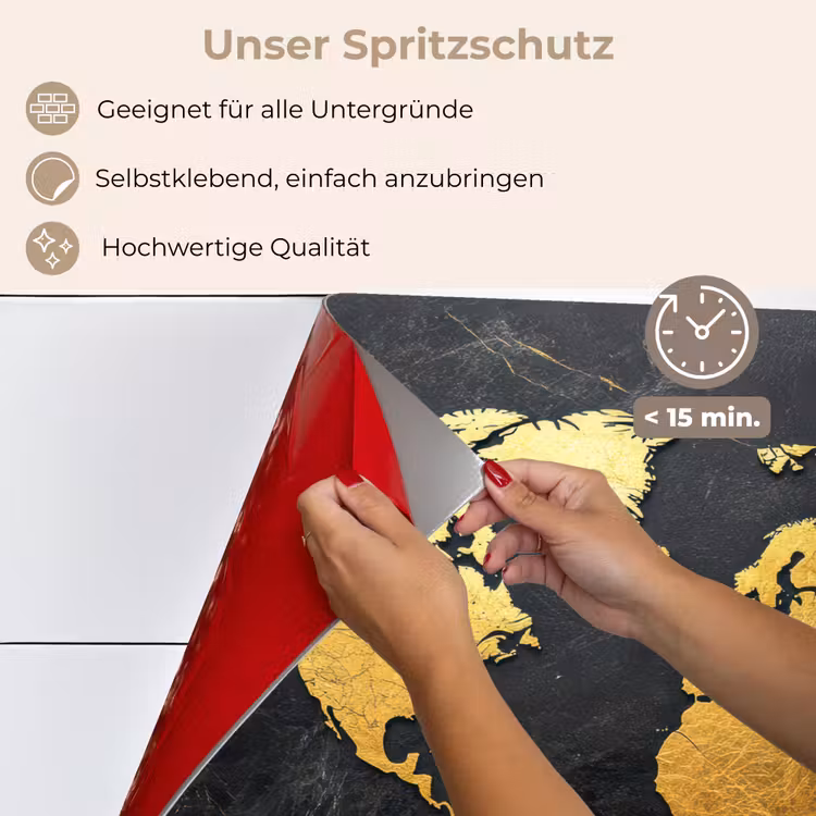 Wereldkaart - Goud - Marmer keuken achterwand spatscherm klein -spatscherm_DE