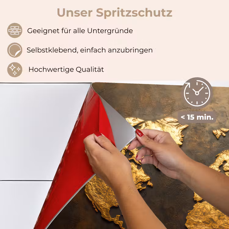 Wereldkaart - Goud - Roest keuken achterwand spatscherm klein -spatscherm_DE