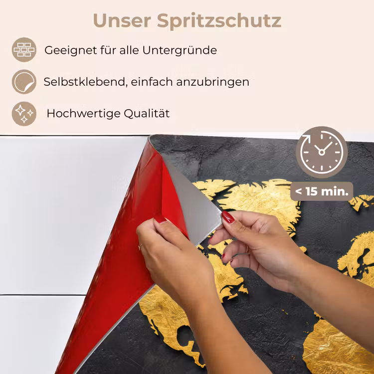 Wereldkaart - Goud - Steen keuken achterwand spatscherm klein -spatscherm_DE