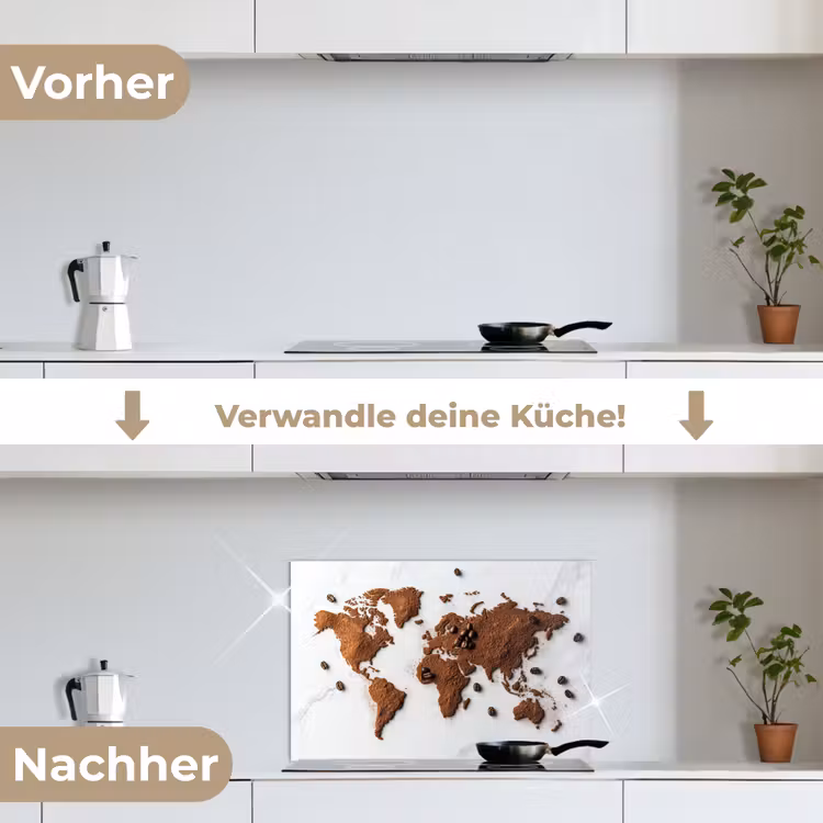Wereldkaart - Koffie - Marmer keuken achterwand spatscherm klein -voor_na_DE