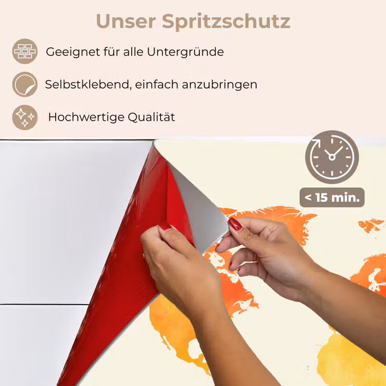 Wereldkaart - Oranje - Kleurrijk keuken achterwand spatscherm klein -spatscherm_DE