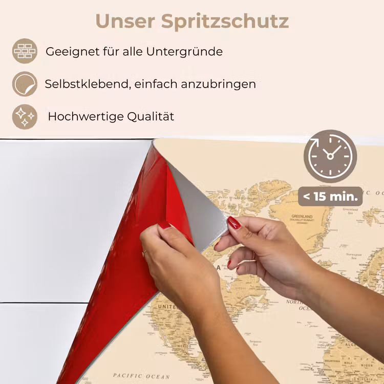 Wereldkaart - Realistisch - Beige keuken achterwand spatscherm klein -spatscherm_DE