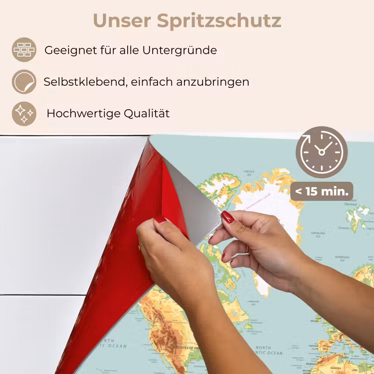Wereldkaart - Realistisch - Blauw keuken achterwand spatscherm klein -spatscherm_DE