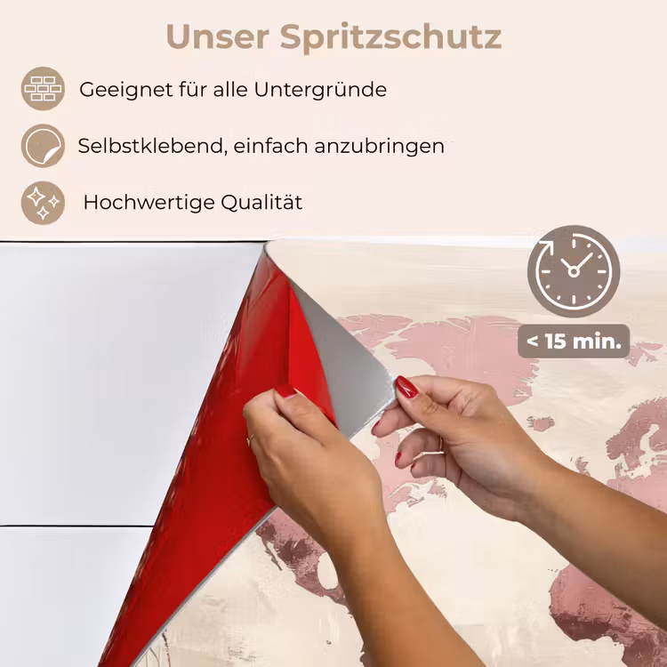 Wereldkaart - Roze - Bloemen keuken achterwand spatscherm klein -spatscherm_DE
