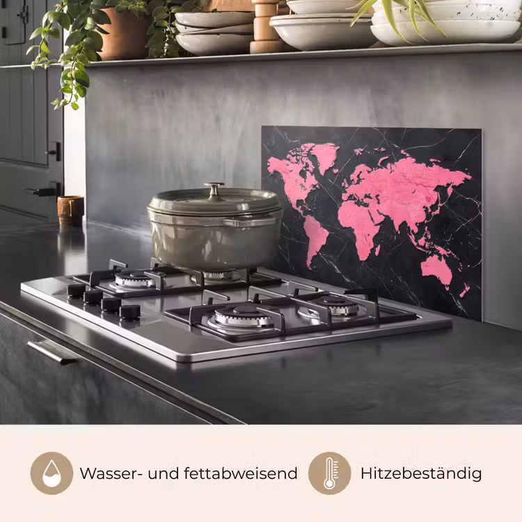 Wereldkaart - Roze - Marmer keuken achterwand spatscherm klein -usp_DE