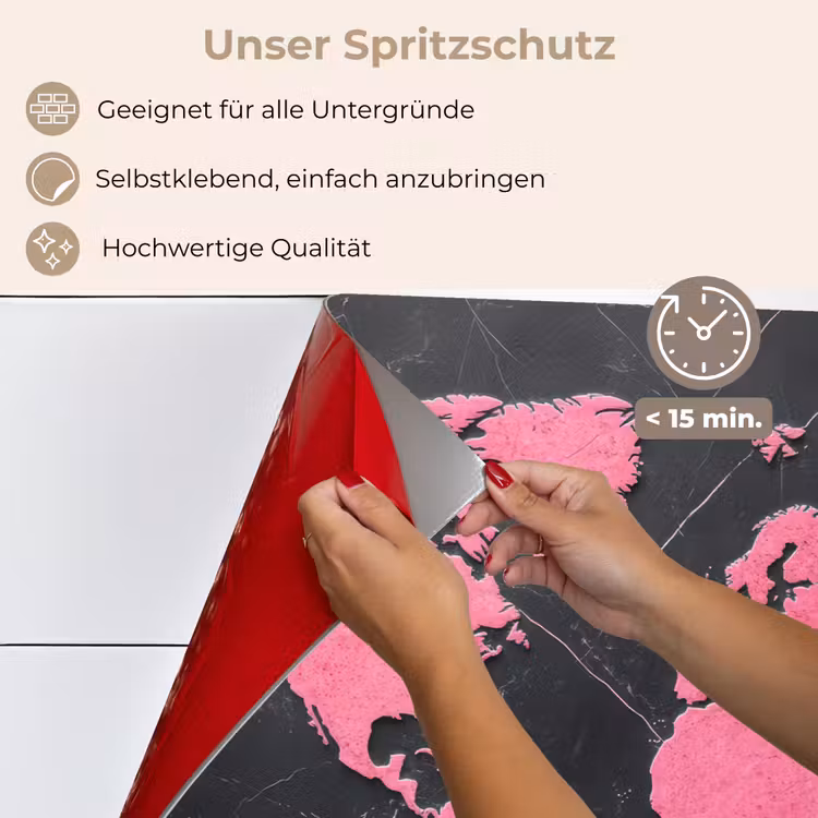Wereldkaart - Roze - Marmer keuken achterwand spatscherm klein -spatscherm_DE