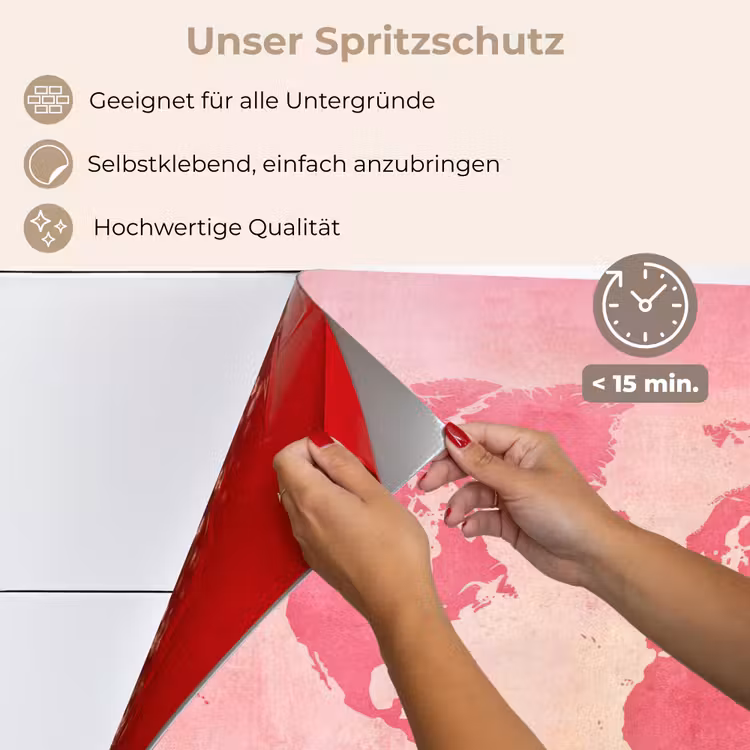 Wereldkaart - Roze - Vaag keuken achterwand spatscherm klein -spatscherm_DE