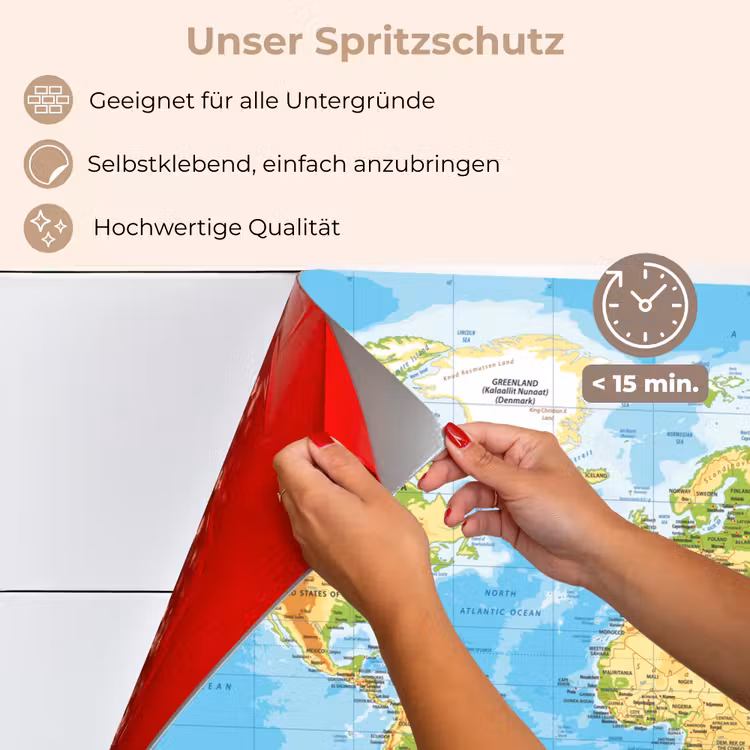 Wereldkaart - Staatkundig - Blauw - Aarde - Educatief keuken achterwand spatscherm klein -spatscherm_DE