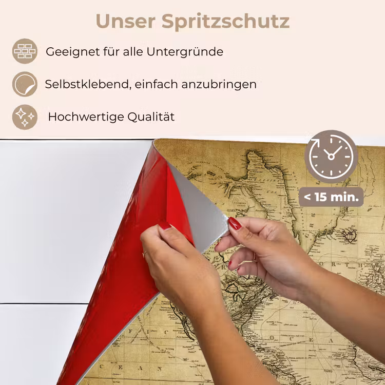 Wereldkaart - Vintage - Antiek - Bruin - Papier keuken achterwand spatscherm klein -spatscherm_DE