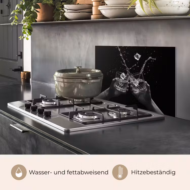 Whiskyglazen - Ijs - Spetters - Zwart keuken achterwand spatscherm klein -usp_DE