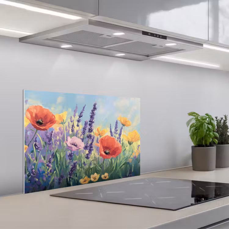 Weide - Bloemen - Kleurrijk keuken achterwand spatscherm klein -3d_schuin