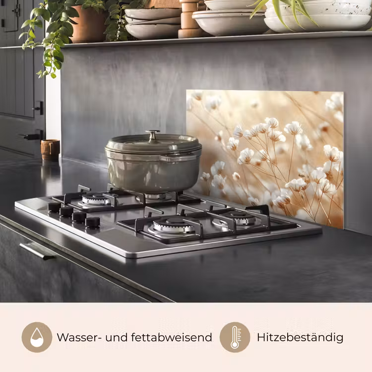 Wilde - Bloemen - Wit keuken achterwand spatscherm klein -usp_DE