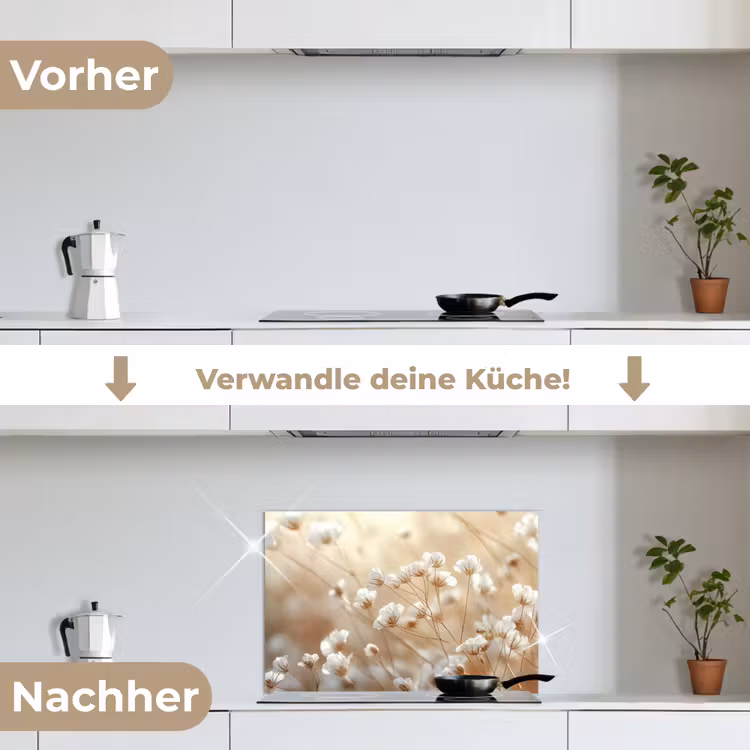 Wilde - Bloemen - Wit keuken achterwand spatscherm klein -voor_na_DE