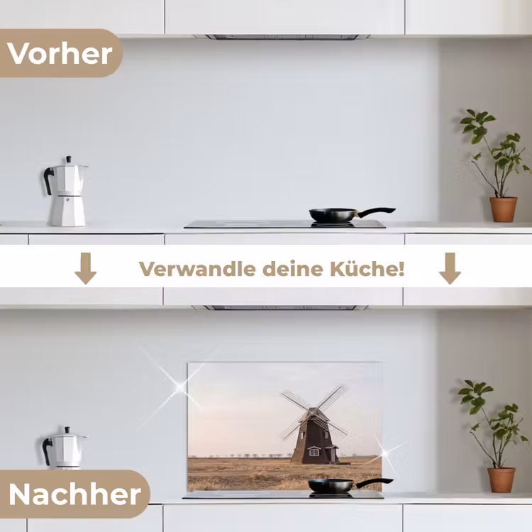 Windmolens - Landschap - Veld keuken achterwand spatscherm klein -voor_na_DE