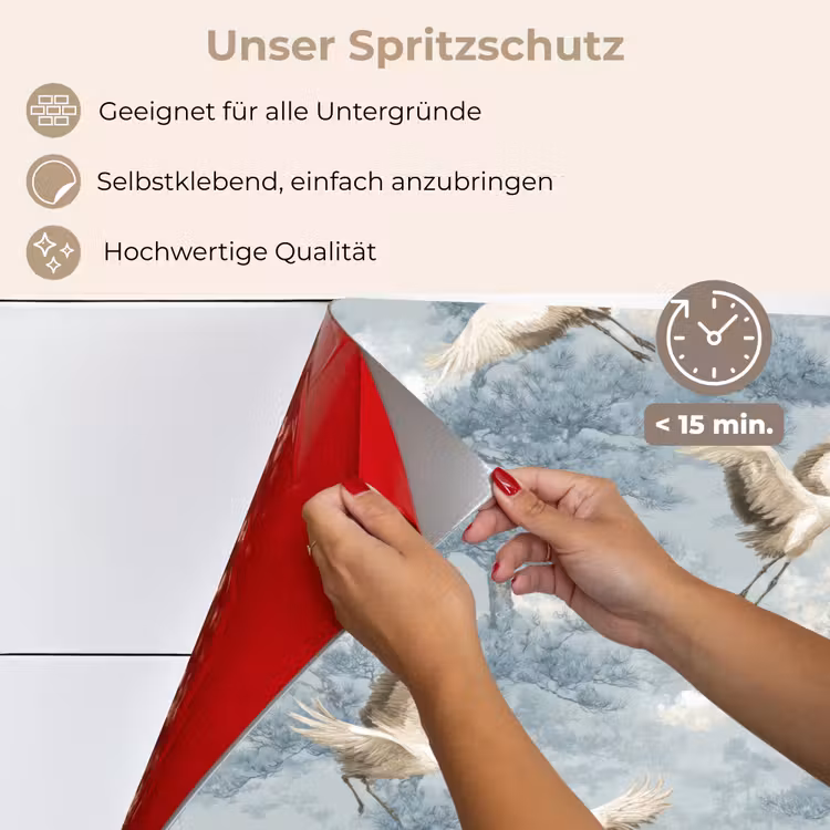 Wolken - Kraanvogels - Blauw keuken achterwand spatscherm klein 900 -spatscherm_DE