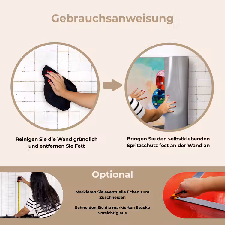 Dobbelstenen - Kleurrijk - Getallen - Stipjes keuken achterwand spatscherm klein -gebruiksaanwijzing_DE