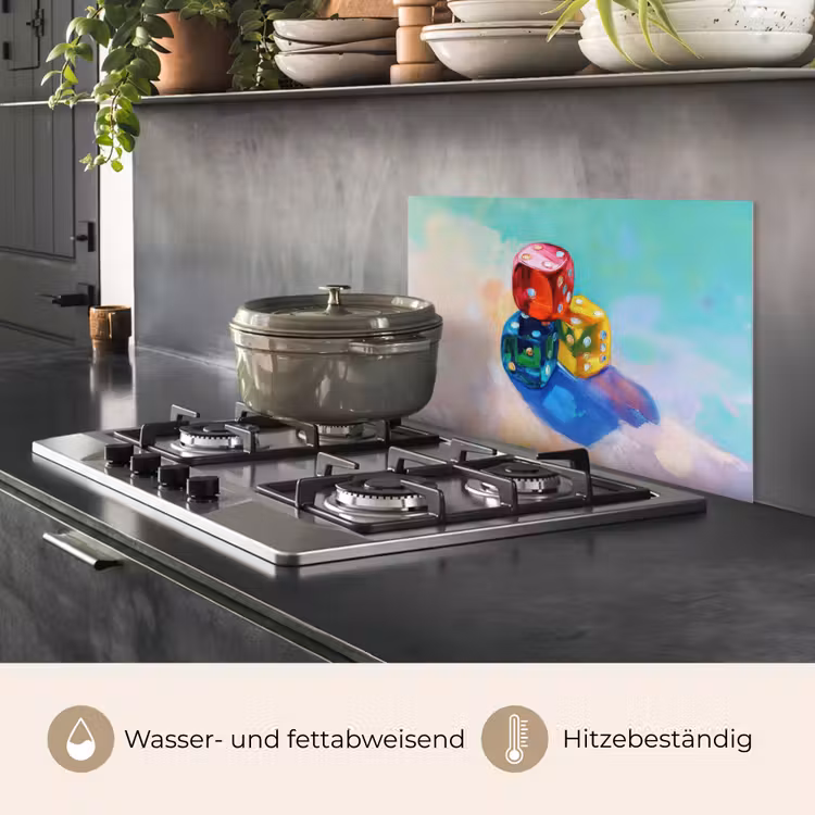 Dobbelstenen - Kleurrijk - Getallen - Stipjes keuken achterwand spatscherm klein -usp_DE