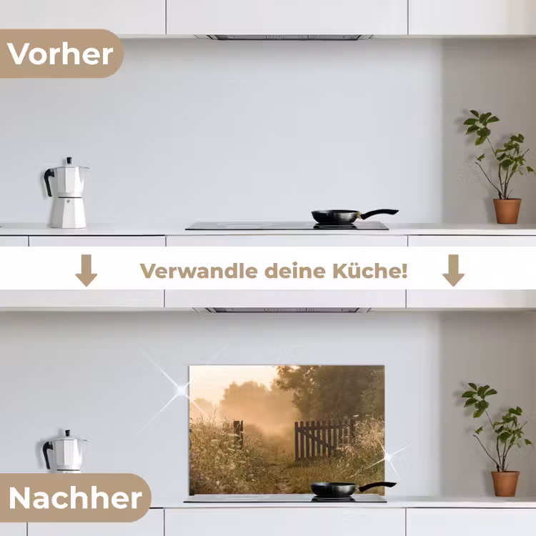 Hek - Natuur - Mist - Veld keuken achterwand spatscherm klein -voor_na_DE