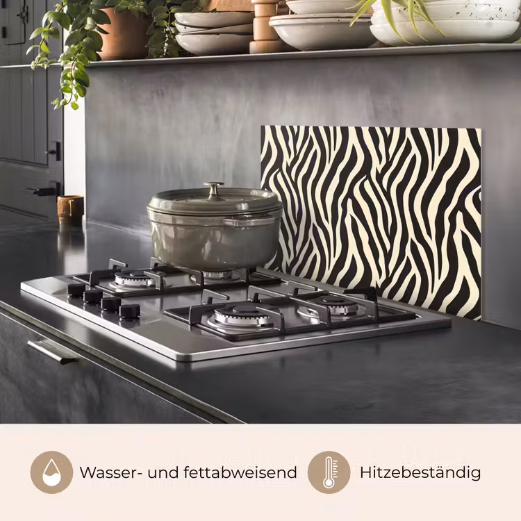 Zebra - Print - Klassiek - Zwart keuken achterwand spatscherm klein 900 -usp_DE