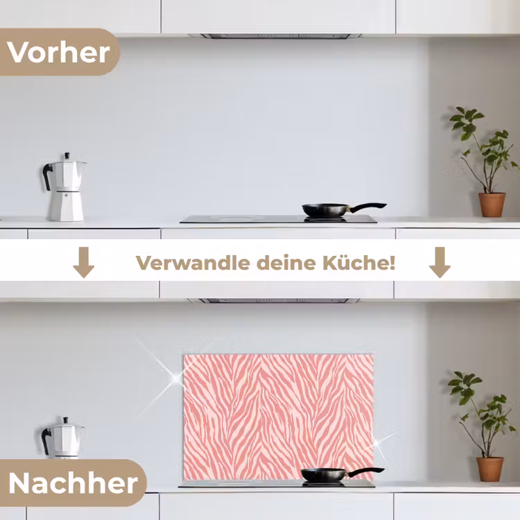 Zebra - Print - Roze keuken achterwand spatscherm klein 900 -voor_na_DE
