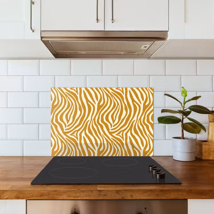 Zebra - Klassiek - Oker - Geel keuken achterwand spatscherm klein 900 -sfeer2