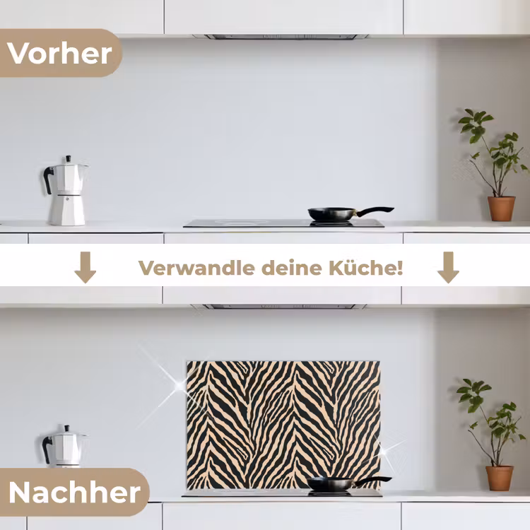 Zebra - Klassiek - Zwart keuken achterwand spatscherm klein 900 -voor_na_DE