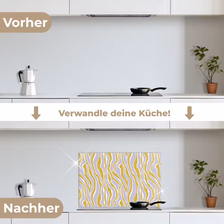 Zebra - Modern - Meerkleurig keuken achterwand spatscherm klein 900 -voor_na_DE