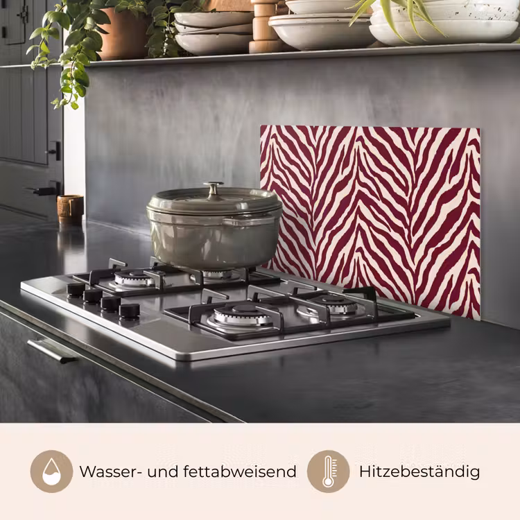 Zebra - Motief - Bordeaux - Rood keuken achterwand spatscherm klein 900 -usp_DE