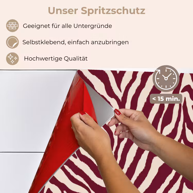 Zebra - Motief - Bordeaux - Rood keuken achterwand spatscherm klein 900 -spatscherm_DE