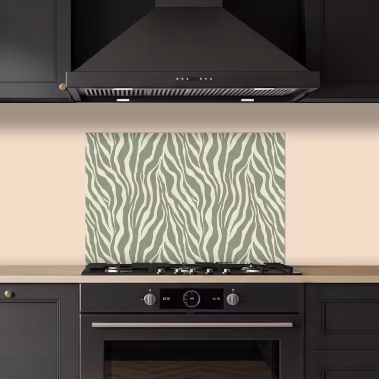 Zebra - Motief - Groen keuken achterwand spatscherm klein 900 -sfeer1