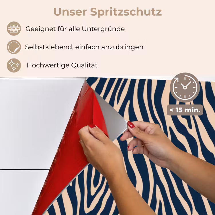 Zebra - Patroon - Blauw - Beige keuken achterwand spatscherm klein 900 -spatscherm_DE