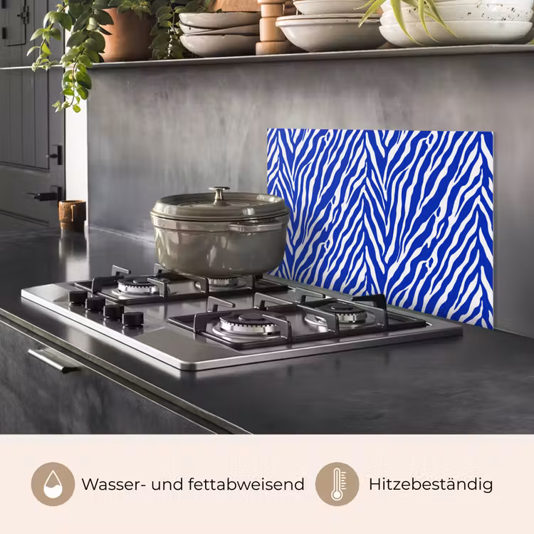 Zebra - Patroon - Kobalt - Blauw keuken achterwand spatscherm klein 900 -usp_DE