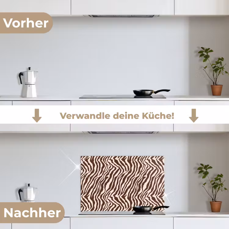 Zebra - Patroon - Zwart - Wit keuken achterwand spatscherm klein 900 -voor_na_DE