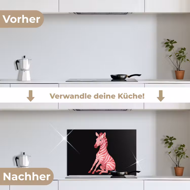 Zebra - Roze - Gestreept keuken achterwand spatscherm klein -voor_na_DE