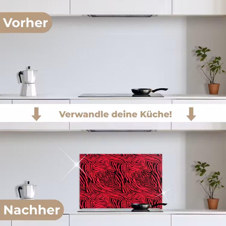 Zebra - Zwart - Roze - Neon keuken achterwand spatscherm klein 900 -voor_na_DE