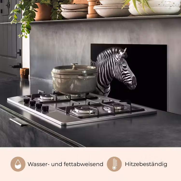 Zebra - Zwart - Wit - Portret - Dieren keuken achterwand spatscherm klein -usp_DE