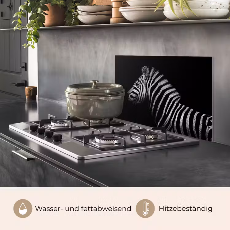 Zebra - Dier - Zwart keuken achterwand spatscherm klein -usp_DE