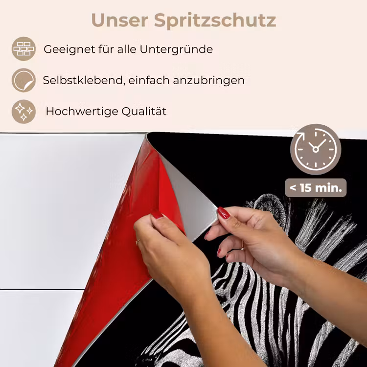 Zebra - Dier - Zwart keuken achterwand spatscherm klein -spatscherm_DE