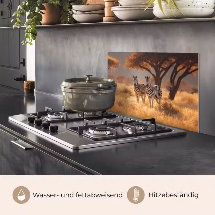 Zebra's - Savannelandschap - Gras keuken achterwand spatscherm klein -usp_DE