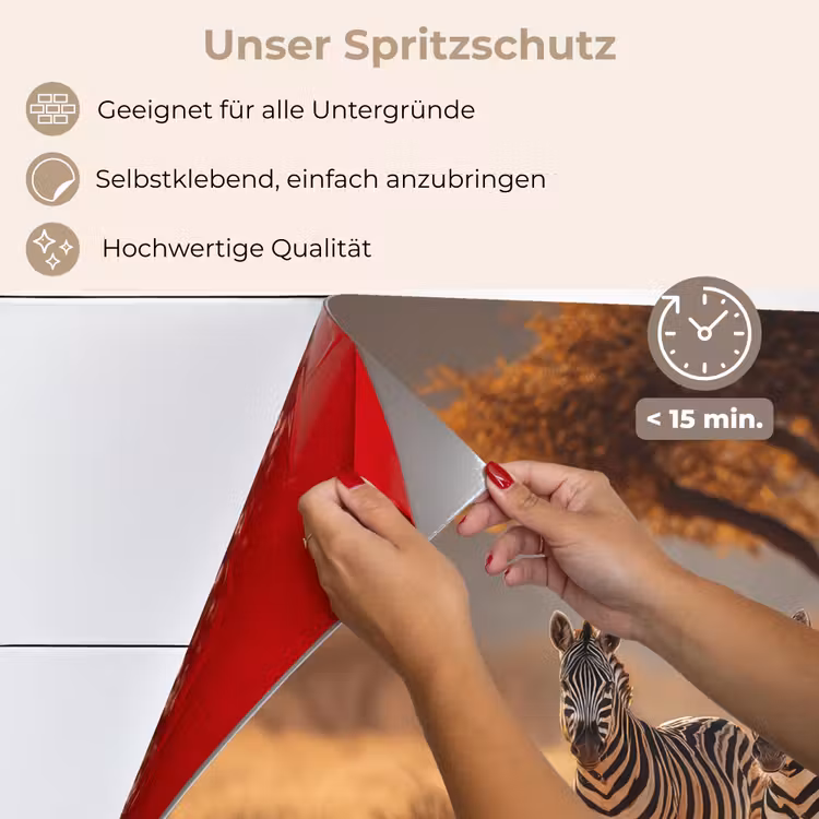 Zebra's - Savannelandschap - Gras keuken achterwand spatscherm klein -spatscherm_DE