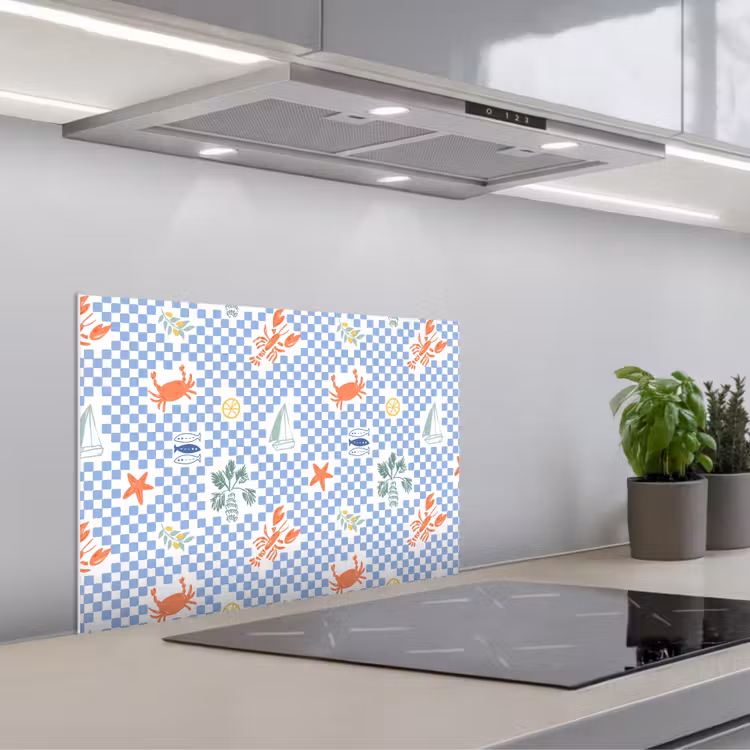 Zee - Sfeer - Zeilboot - Blauw keuken achterwand spatscherm klein 900 -3d_schuin