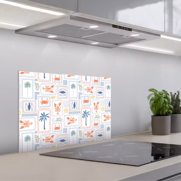 Italiaans - Zee - Sfeer - Krab - Multi keuken achterwand spatscherm klein 900 -3d_schuin