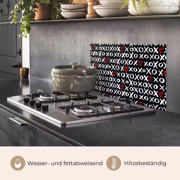 Tekens - Wit - Zwart keuken achterwand spatscherm klein 900 -usp_DE