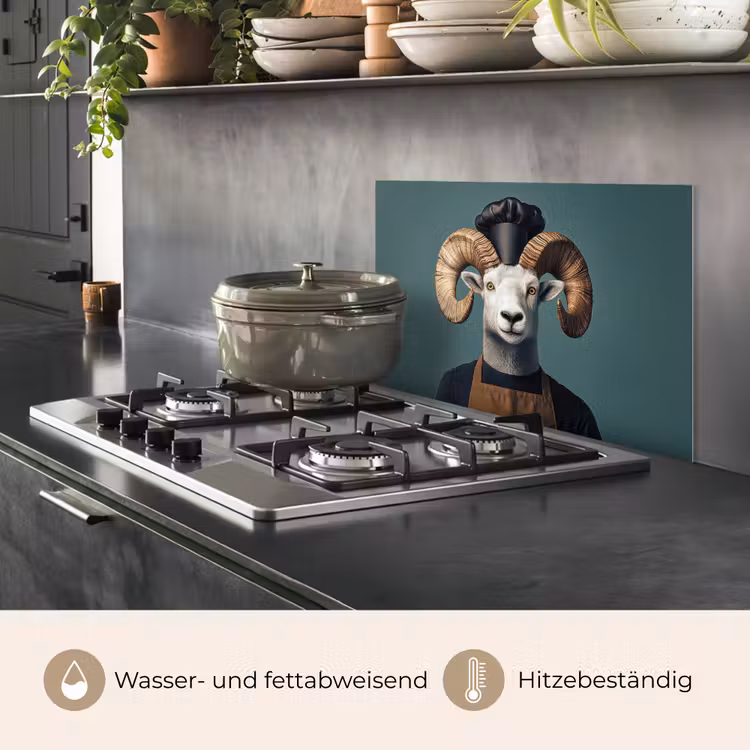 Geit - Hoorns - Kokskleding keuken achterwand spatscherm klein -usp_DE