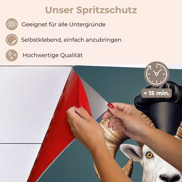 Geit - Hoorns - Kokskleding keuken achterwand spatscherm klein -spatscherm_DE