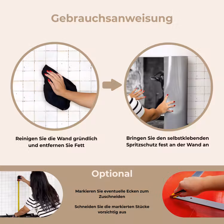 Geit - Bord - Spaghetti - Zwart Wit keuken achterwand spatscherm klein -gebruiksaanwijzing_DE