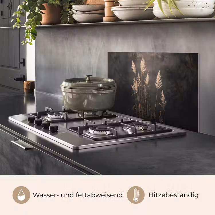 Siergras - Pluimen - Verlichting - Zwart keuken achterwand spatscherm klein -usp_DE